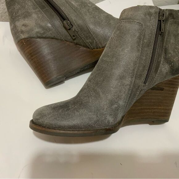 Lucky Brand Yabba Women's Ankle Wedge Booties Size 5.5 M, Gray Leather - Picture 8 of 15